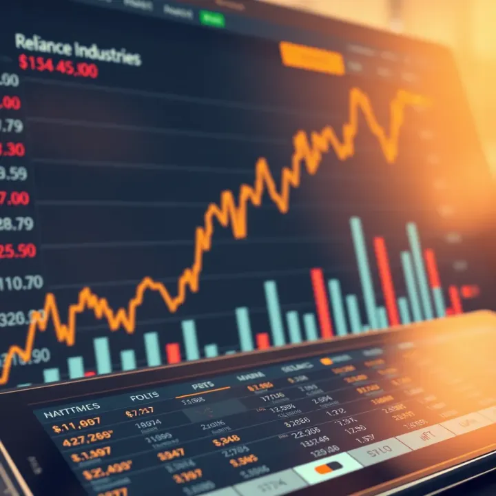 Graph depicting financial metrics and stock price trends for Reliance Industries