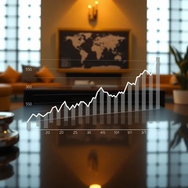 Graph showing Reliance Industries' stock price trends and projections through the decade
