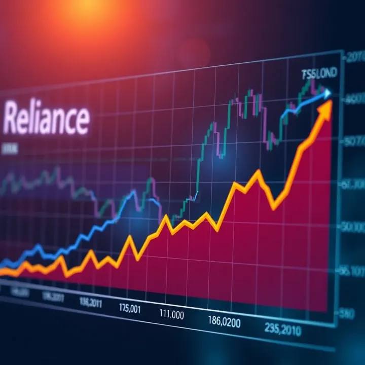 Graph showing the trend of Reliance Industries' stock prices over recent years