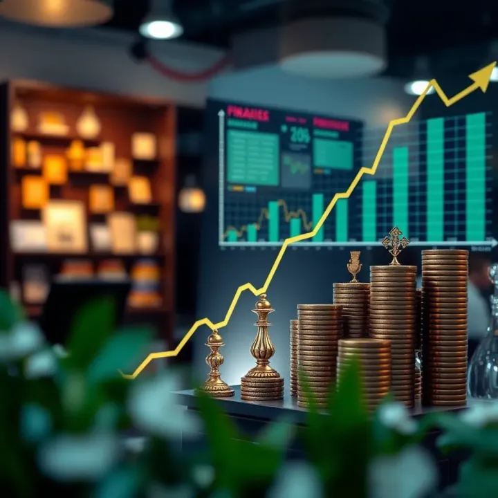 Illustration of a growing wealth chart with symbols representing finance and legacy