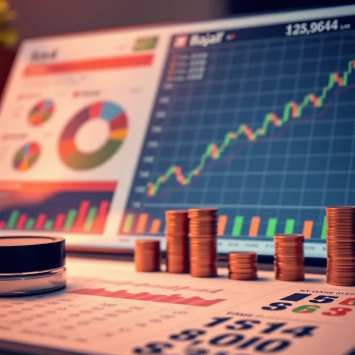 Detailed financial report with charts and expert predictions influencing Bajaj Finance stock valuation