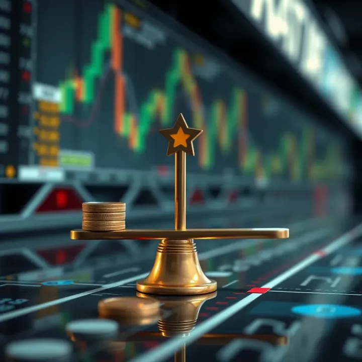 Illustration of risk and reward balance in binary trading with strategy elements