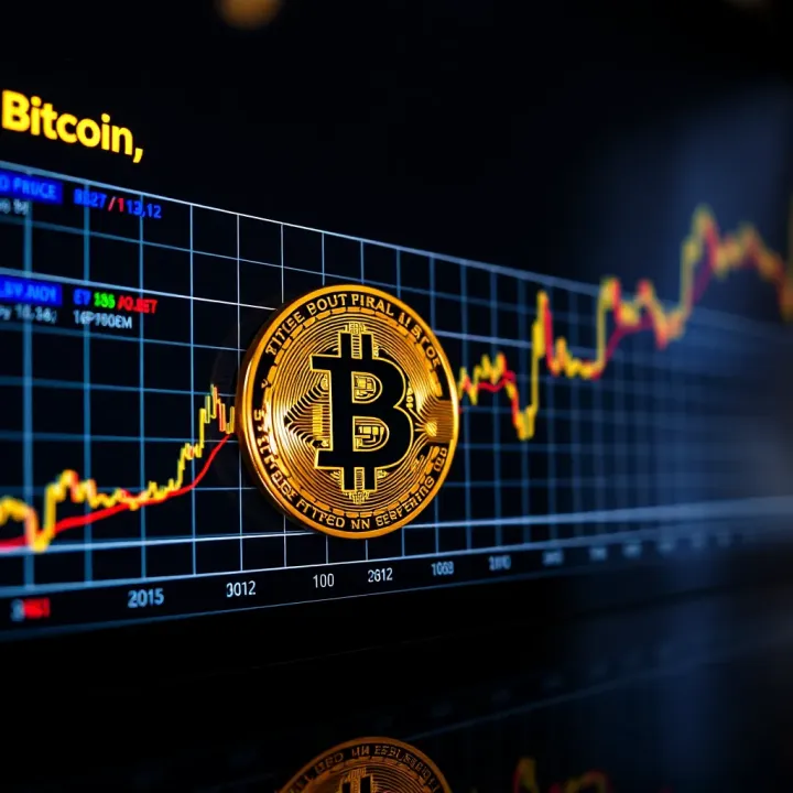 Graph displaying Bitcoin price fluctuations over recent years with key trend lines
