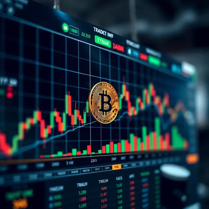 Graph displaying Bitcoin price fluctuations with trend lines and market indicators