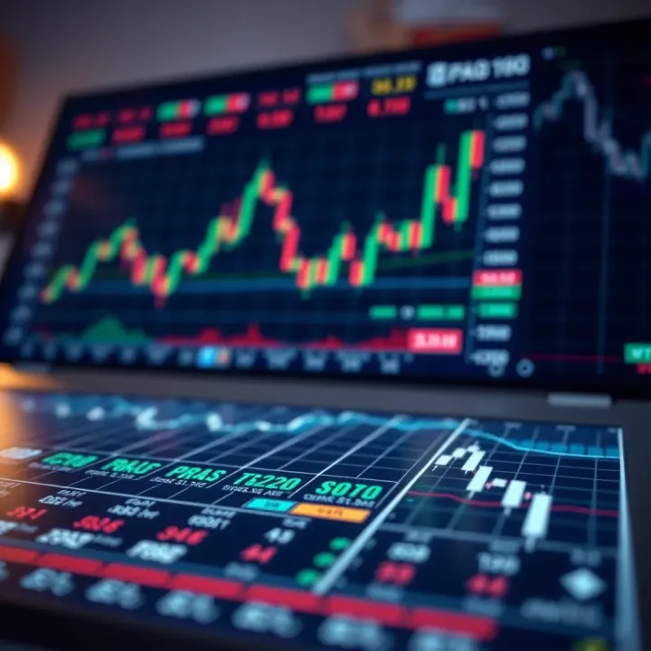 Digital representation of financial charts and data analysis symbolizing proprietary trading capital