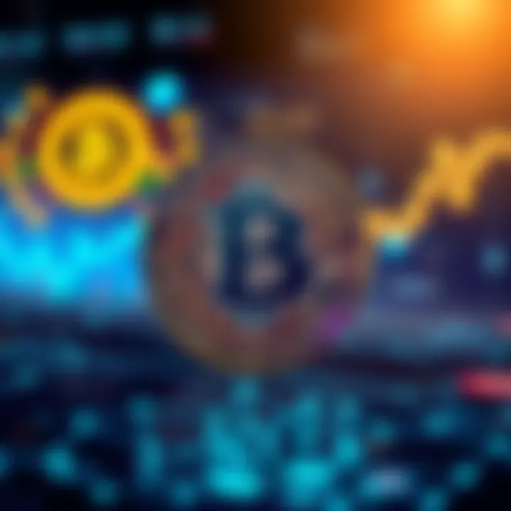 Conceptual illustration of Bitcoin symbol with digital networks and regulatory icons in the background