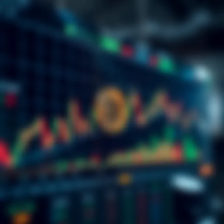 Graph displaying Bitcoin price fluctuations with trend lines and market indicators