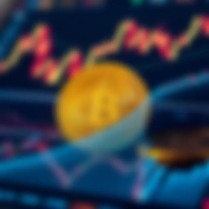 Illustration of digital currency with overlay of market analysis charts