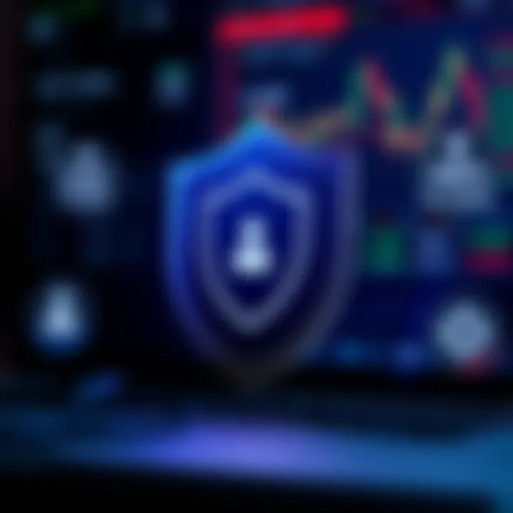 Conceptual illustration of secure online trading with shield symbol representing broker regulation and customer support icons