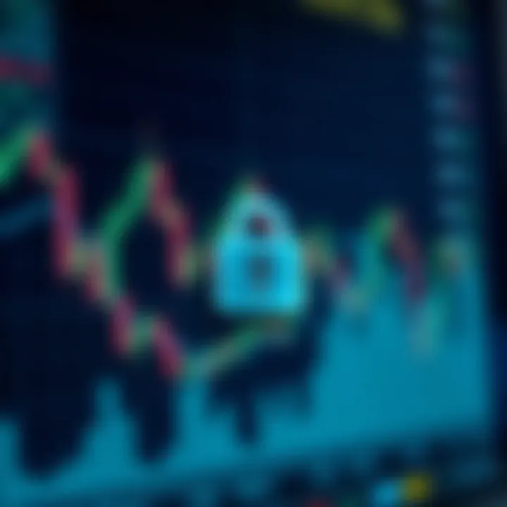 Secure digital lock symbol overlaid on a background of financial charts representing safety and regulation