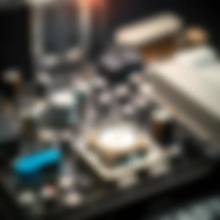 Close-up of a computer motherboard highlighting essential hardware components for trading software efficiency