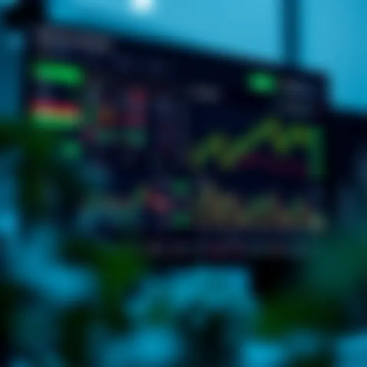 Dashboard of a trading application showing stock market charts and portfolio overview on a computer screen