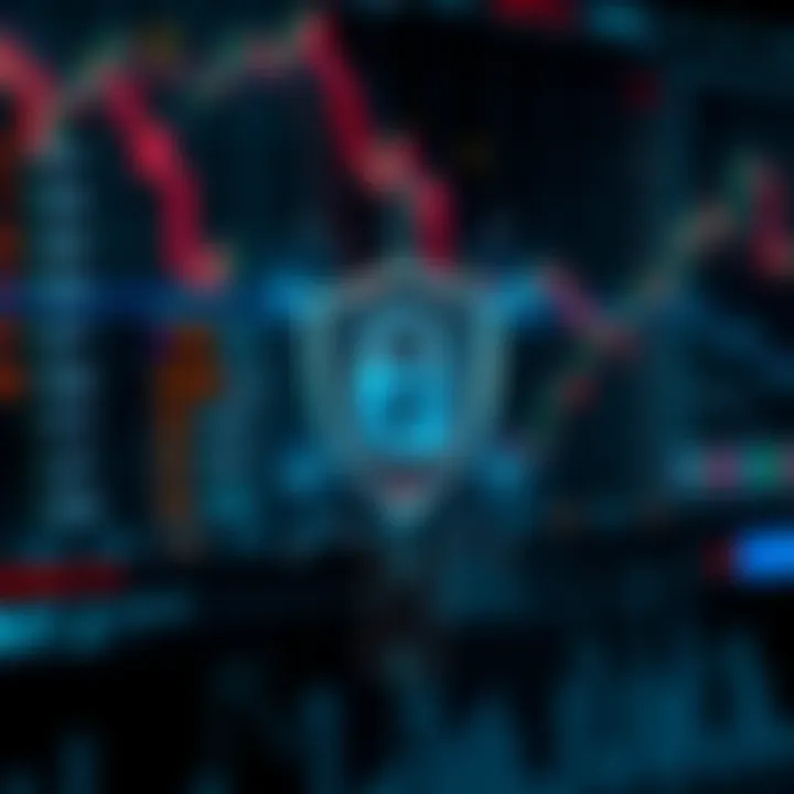 Illustration of digital security elements with shield and lock symbolizing secure online trading