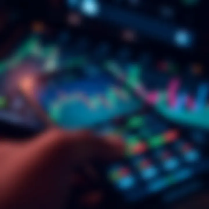 Mobile Trading App with Real-Time Market Data User interface displaying real-time stock market data and charts on a mobile trading app