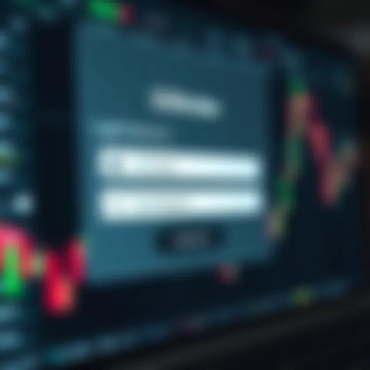 Secure login interface of QXBroker trading platform showing username and password fields