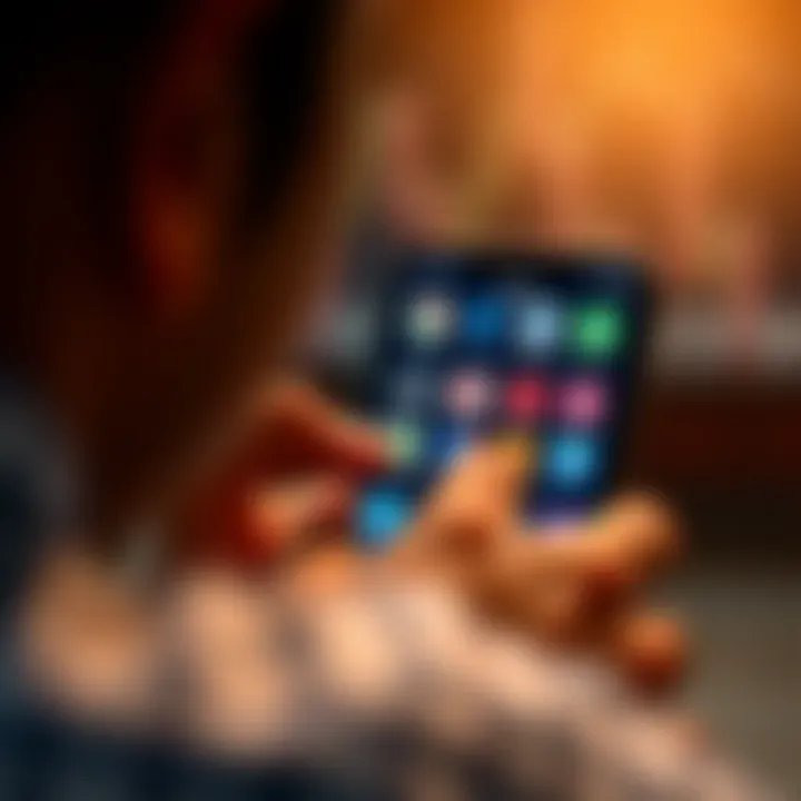 User interacting with a smartphone displaying various trading app icons approved by the Reserve Bank of India