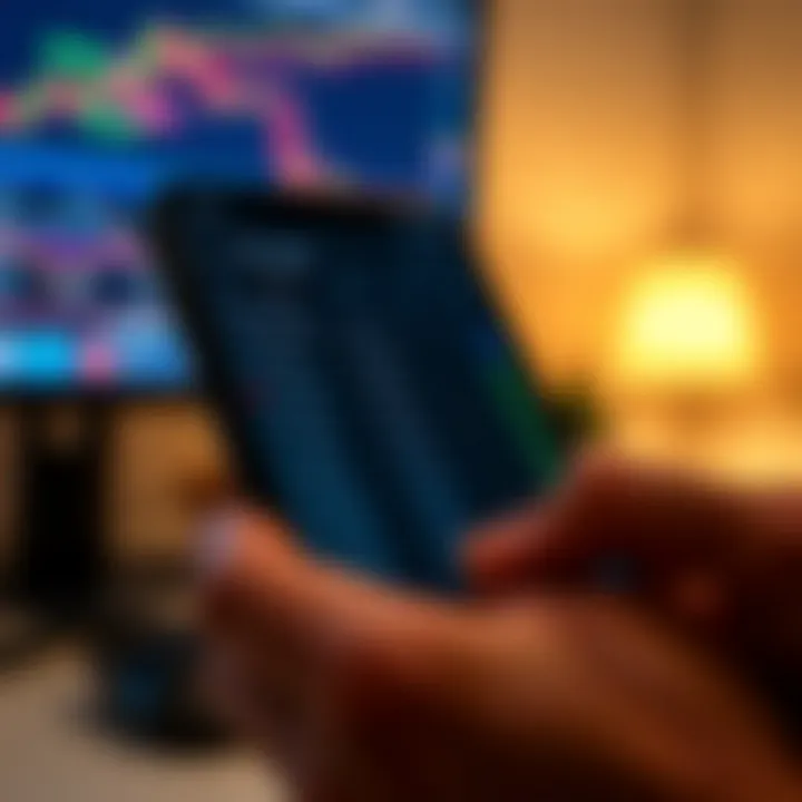 Mobile device showing cTrader app with trading options and settings