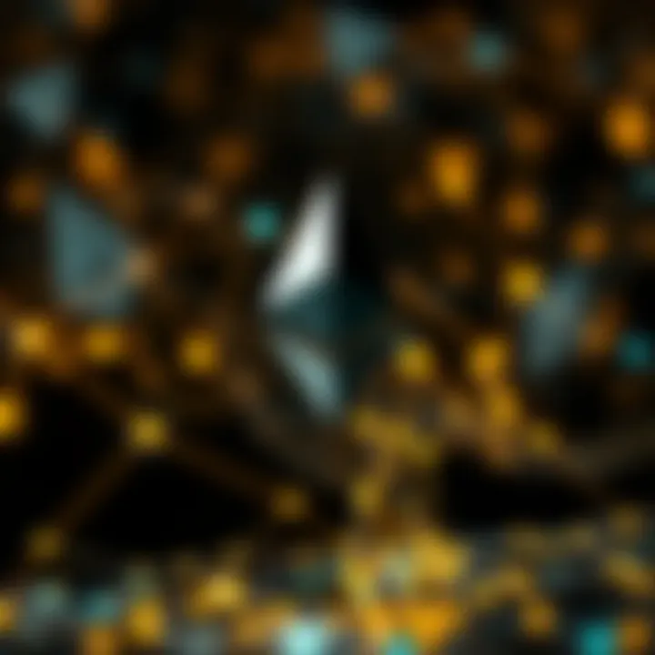 Abstract representation of blockchain technology and digital network connections symbolizing Ethereum advancements