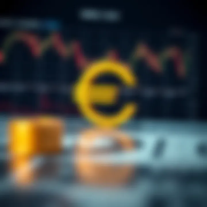Graph showing euro currency fluctuations over a week with key economic indicators