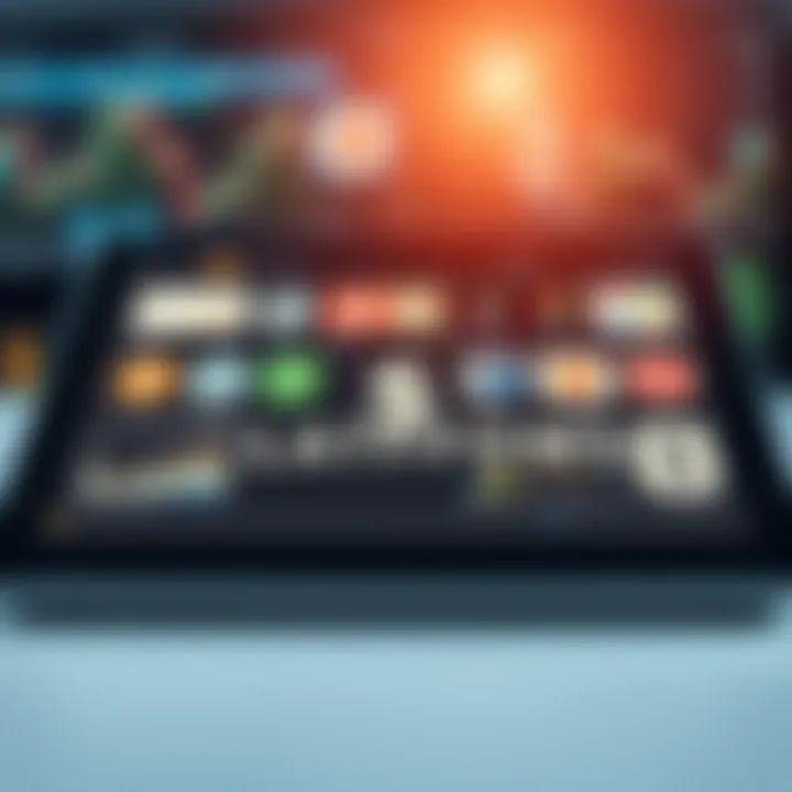 Diverse Online Earning Platforms Overview Conceptual representation of diverse online earning platforms displayed on a digital device with currency symbols