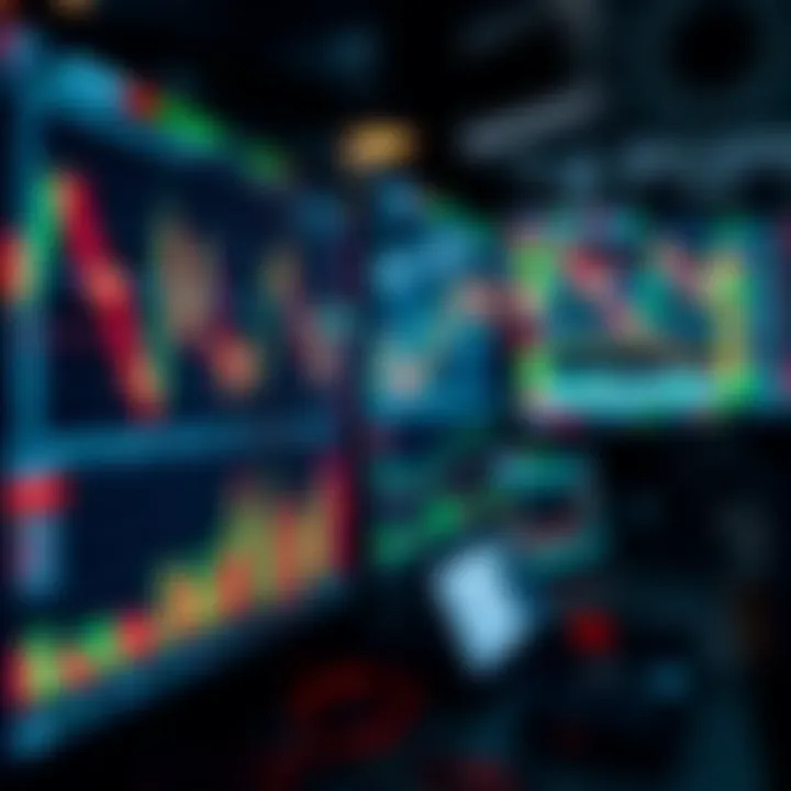 Close-up of financial charts and economic indicators on digital screens representing strategic forex trading decisions