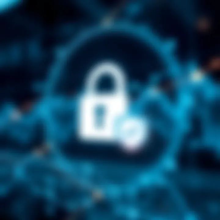 Account Security and Strong Password Protection Digital padlock protecting user account with shield and checkmark icons