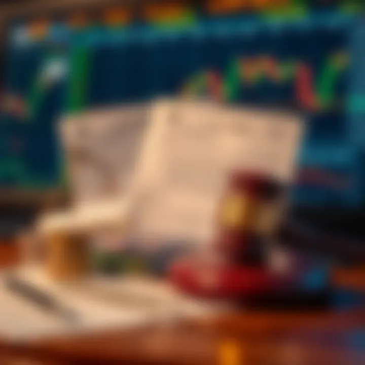 Illustration of Indian legal documents and a digital trading platform symbolizing regulatory scrutiny