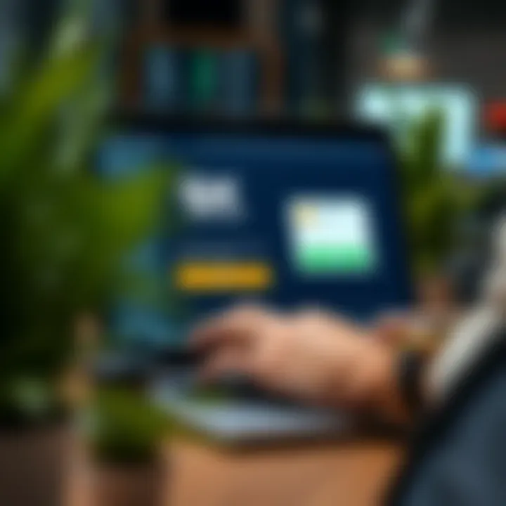 User entering credentials on QX Broker login screen on a laptop