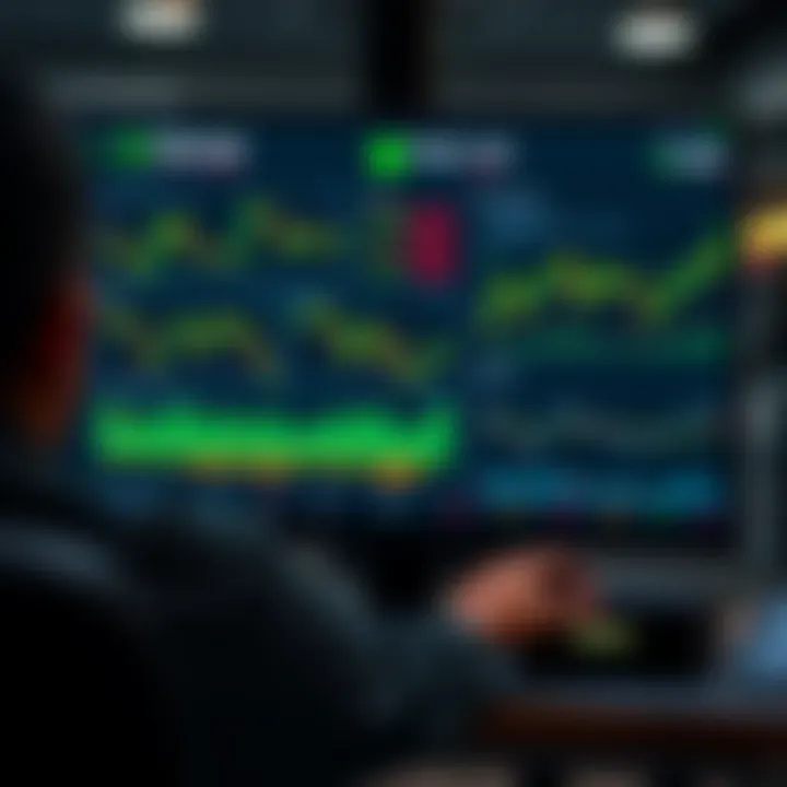 Dashboard interface showcasing QXBroker's trading platform with charts and market data