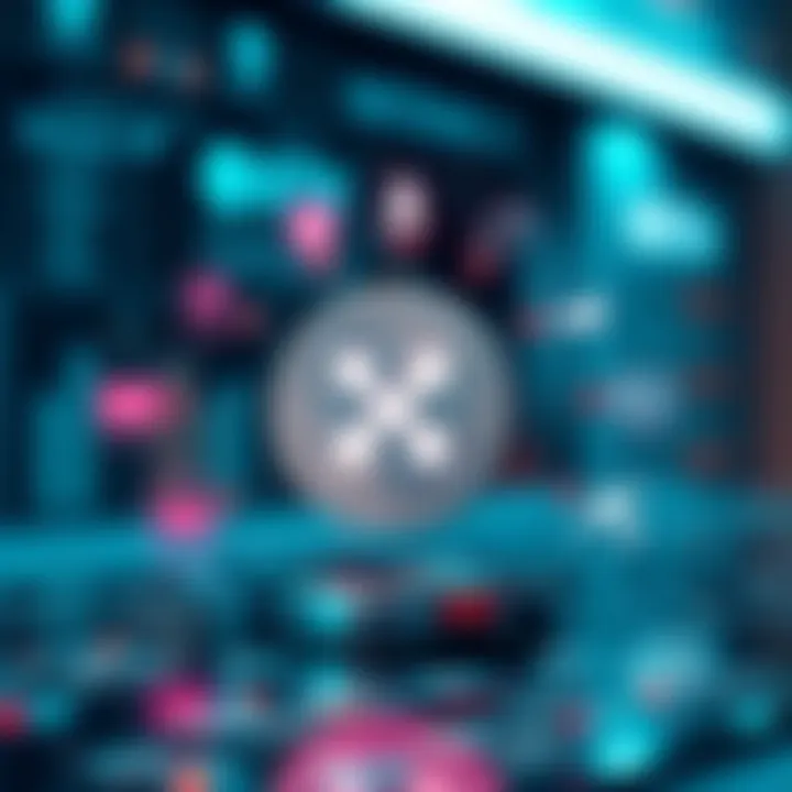 Conceptual illustration of Ripple XRP surrounded by regulatory and technological icons indicating influencing factors