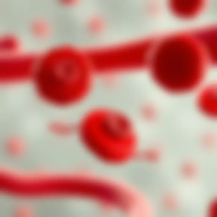 Diagram showing red blood cells with reduced hemoglobin causing anemia