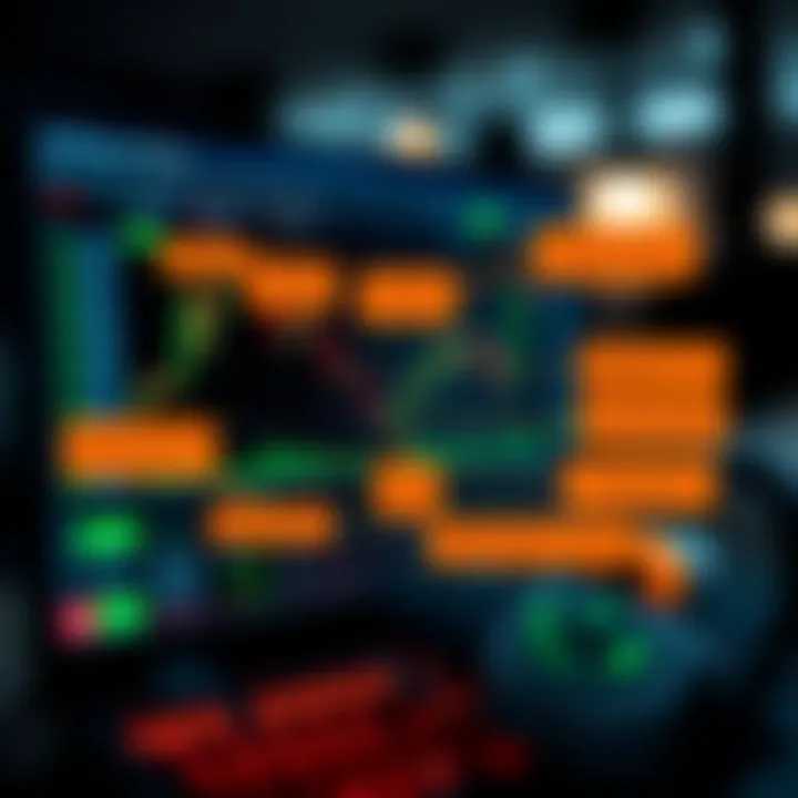 Illustration of a trading interface highlighting key features for setting up Binary.com bots