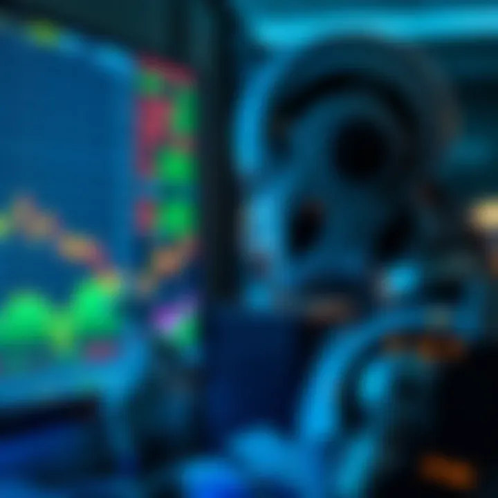 Illustration of a digital robot analyzing data on a computer screen representing automated systems