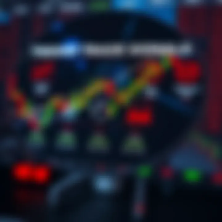 Illustration showing different types of trading signals with icons representing trends and alerts