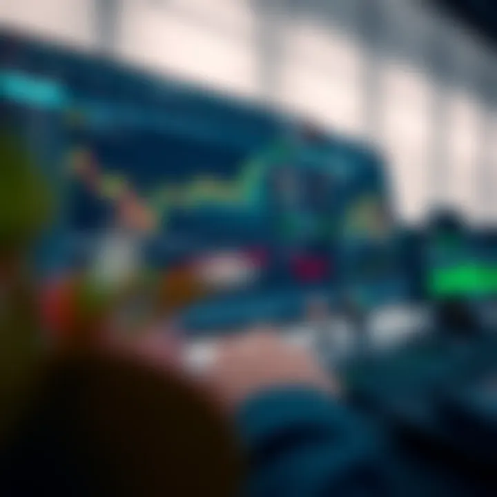 Dashboard interface of a real trading platform showing stock market charts and data analytics