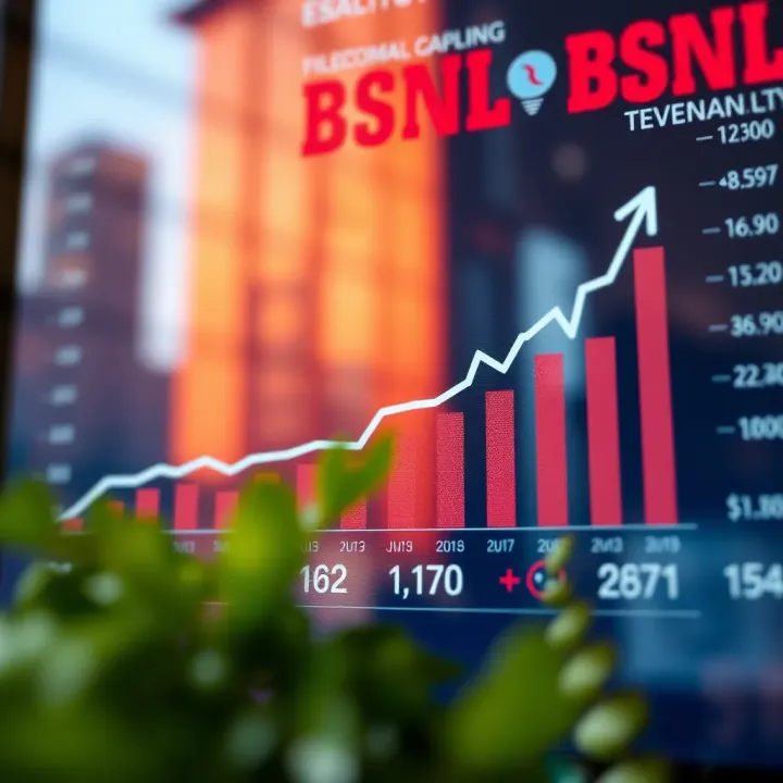 Financial chart displaying BSNL's revenue growth alongside telecom sector performance