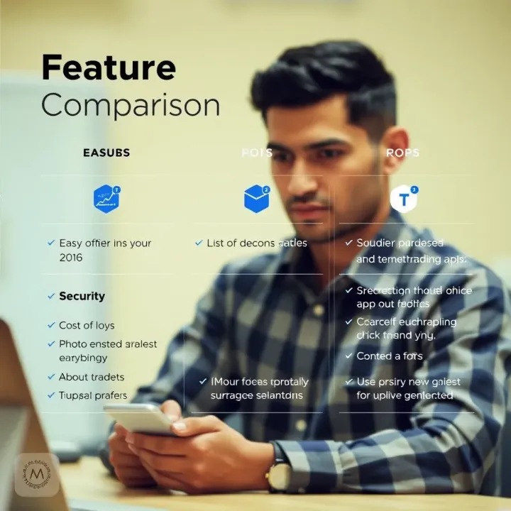 Comparison of trading app features highlighting ease of use, security, and cost factors