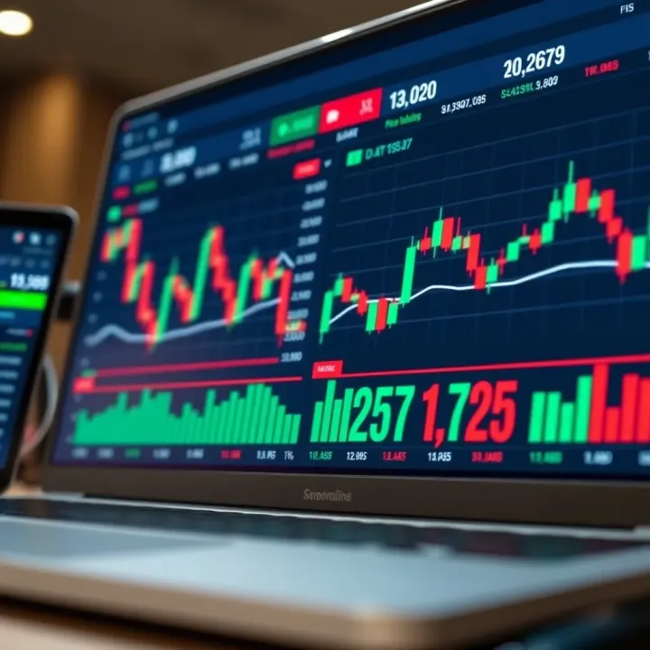 User interface of a trading platform showing stock charts and market data