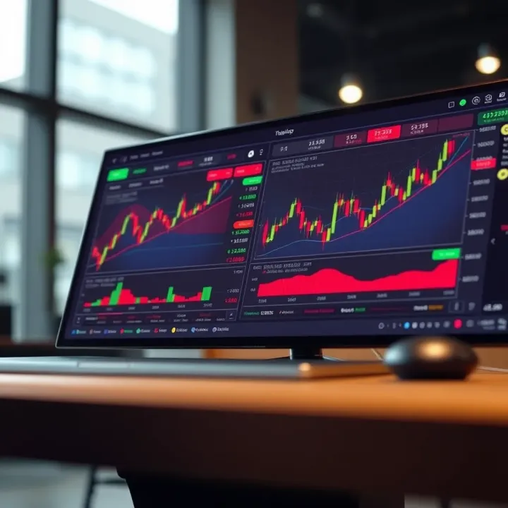 Dashboard interface of a reliable trading application showing stock market charts and key financial data