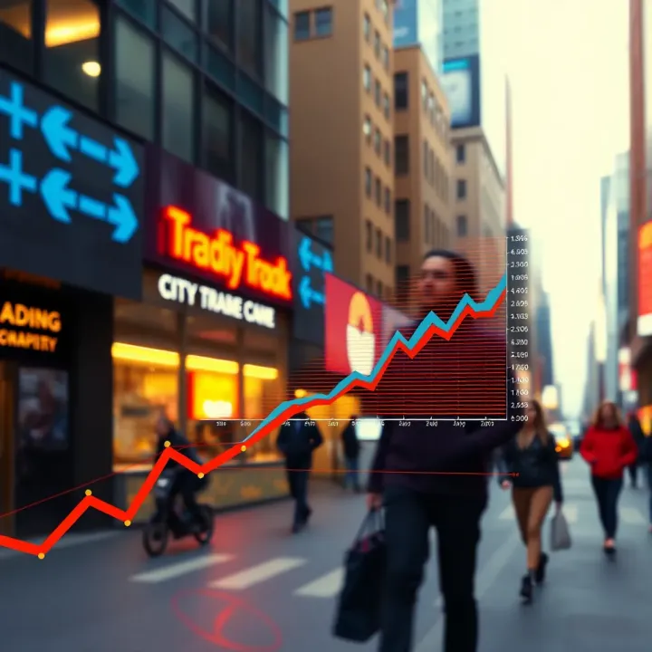 Graph illustrating growth trends and digital transformation impact on city trading businesses