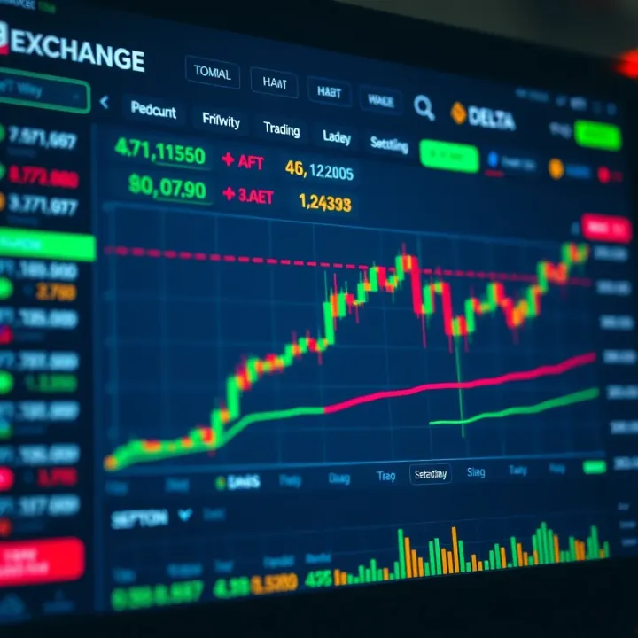 Dashboard interface showcasing trading options and market data on Delta Exchange platform