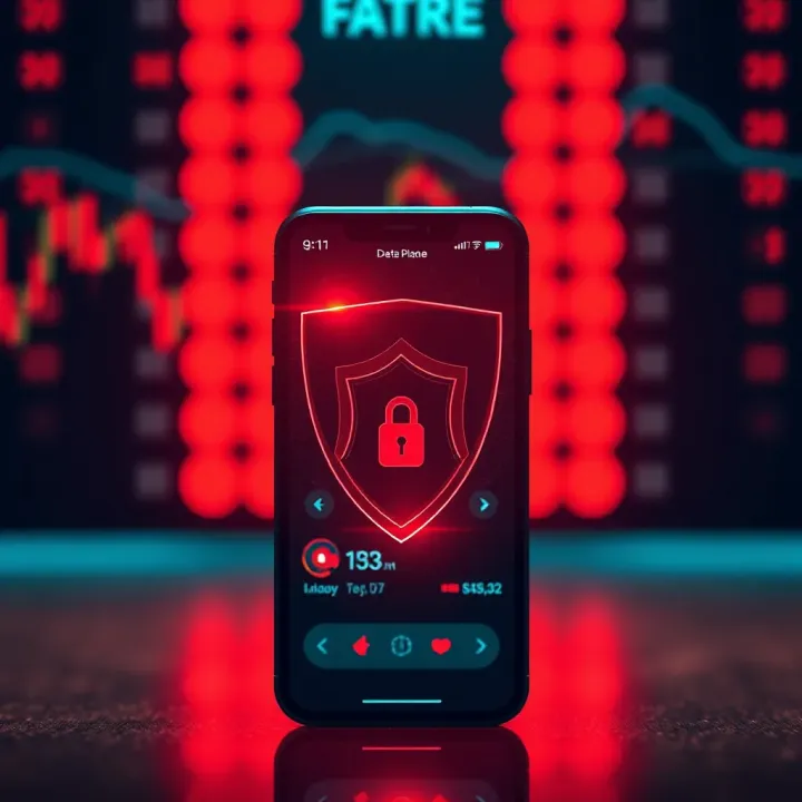 Illustration showing security shield over mobile forex app symbolizing data protection