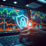 Conceptual illustration of secure online trading with digital locks and financial symbols