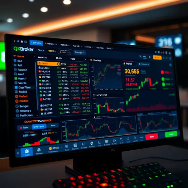 User-friendly trading platform interface of QXBroker.com showing multiple asset options and real-time charts