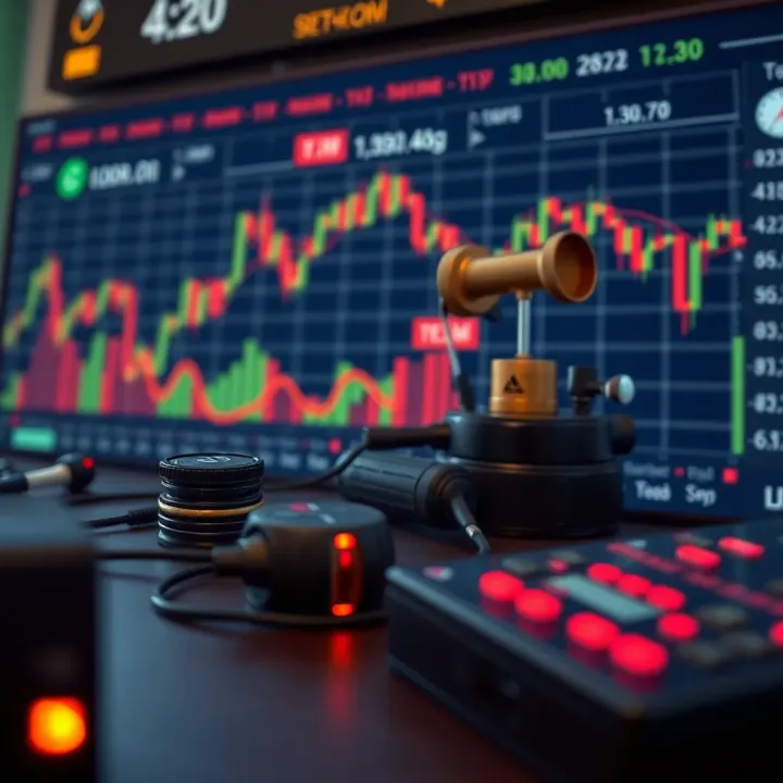 Illustration of economic indicators and technical analysis tools used in forecasting oil prices