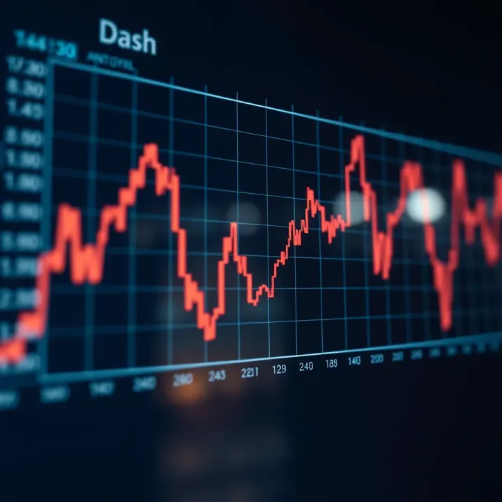 Graph showing upward and downward trends of Dash cryptocurrency over time