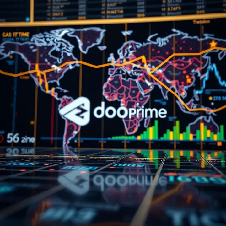 Global financial trading network with digital interfaces and data charts