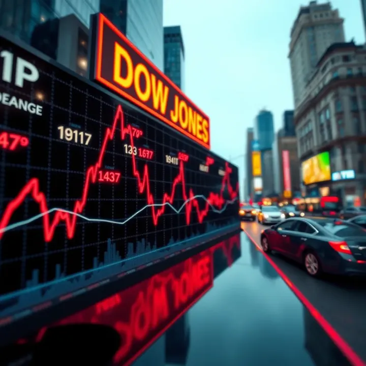 Graph depicting trends and fluctuations of the Dow Jones Industrial Average over time