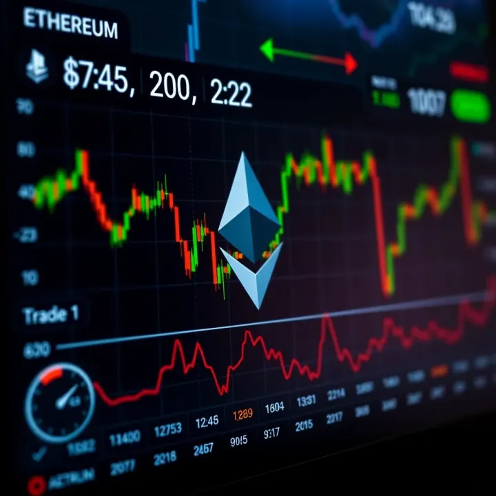 Dashboard showing real-time Ethereum price with market trend indicators and investment insights
