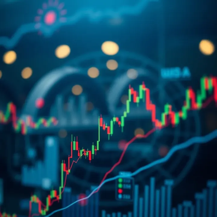 Global economic indicators affecting EUR/USD exchange with data overlays